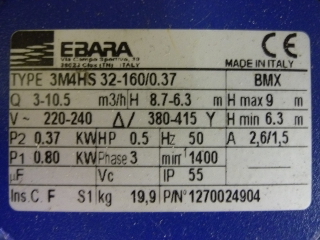 Ebara-Moto pompe-Plaque-Signalétique-01